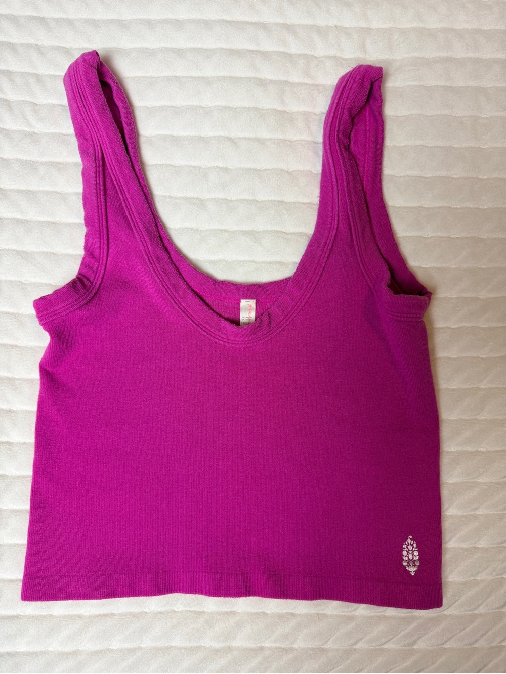 FP Movement by Free People Bright Magenta Scoop Neck Ribbed Crop Tank - M/L